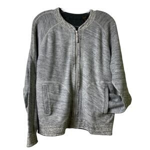 Tommy Bahama Full Zip Jacket Marled Gray Sz L‎ (2470)